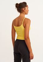 Bayan Sarı İnce Askılı Seamless Crop Top