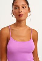 Bayan Mor İnce Askılı Seamless Crop Top