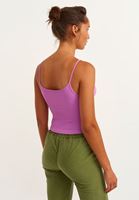 Bayan Mor İnce Askılı Seamless Crop Top