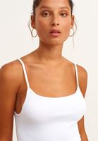 Bayan Beyaz İnce Askılı Seamless Crop Top