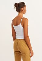 Bayan Beyaz İnce Askılı Seamless Crop Top