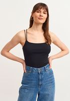 Bayan Siyah Askı Detaylı Tank Top
