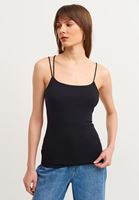 Bayan Siyah Askı Detaylı Tank Top
