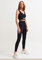 Bayan Siyah Cut-Out Detaylı Crop Atlet