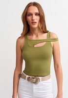 Bayan Yeşil Cut Out Crop Top