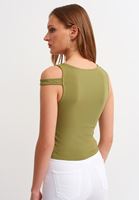 Bayan Yeşil Cut Out Crop Top