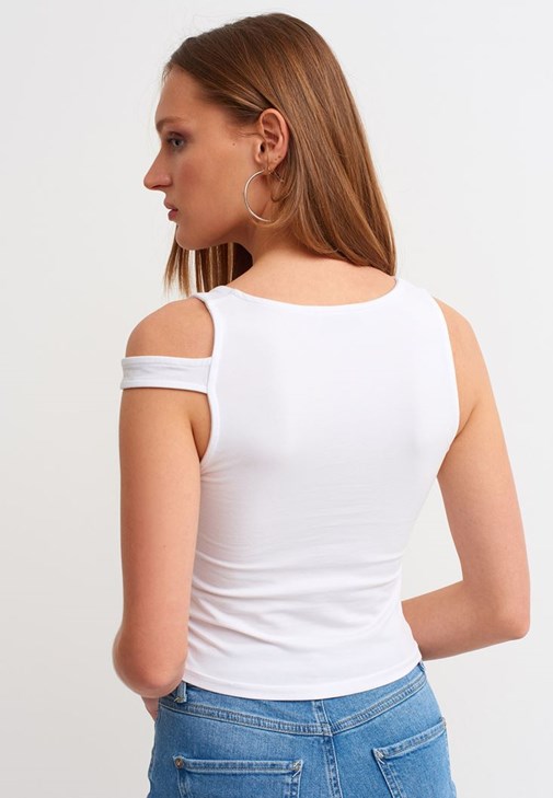 Cut Out Crop Top Ve Denim Pantolon Kombini