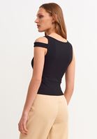 Bayan Siyah Cut Out Crop Top