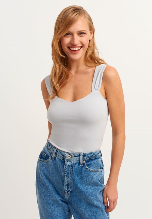 Gri Pamuklu Kalın Askılı Atlet