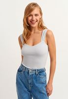 Bayan Gri Pamuklu Kalın Askılı Atlet