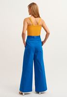 Bayan Mavi Wide-Leg Pantolon