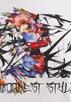 Bayan Beyaz Baskı ve Şerit Detaylı Pamuklu Crop Tişört