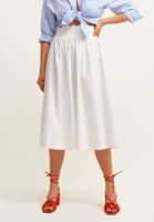 Bayan Beyaz Pamuklu Midi Etek
