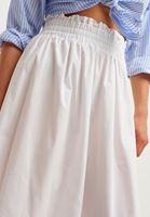 Bayan Beyaz Pamuklu Midi Etek