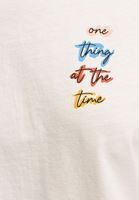 Bayan Krem Pamuklu ve Baskılı Crop Tişört