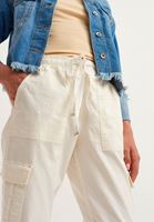 Bayan Krem Pamuklu Kargo Jogger Pantolon