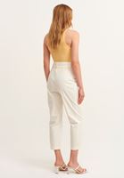 Bayan Krem Ultra Yüksek Bel Pamuklu Pantolon