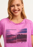 Bayan Mor Pamuklu Asimetrik Crop Tişört