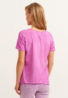 Bayan Mor Pamuklu Asimetrik Crop Tişört