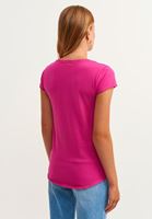 Bayan Pembe U Yaka Pamuklu Tişört