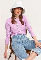 Bayan Mor Pamuklu ve Uzun Kollu Tişört