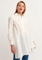 Women Cream Cotton Ruffled Shirt Dress
