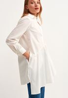 Women Cream Cotton Ruffled Shirt Dress