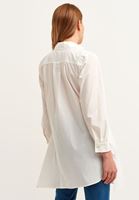 Women Cream Cotton Ruffled Shirt Dress