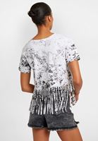 Bayan Beyaz Baskılı Crop Tişört