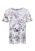 Bayan Beyaz Baskılı Crop Tişört