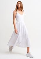 Bayan Beyaz Askılı Midi Boy Elbise