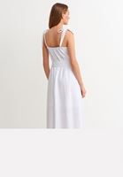 Bayan Beyaz Askılı Midi Boy Elbise