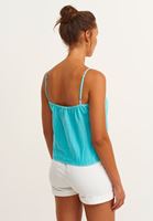 Bayan Mavi Dantel Detaylı Kruvaze Yaka Atlet