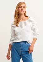 Bayan Beyaz Bot Yaka Ajurlu Kazak