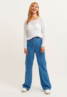 Bayan Beyaz Bot Yaka Ajurlu Kazak