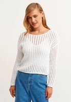 Bayan Beyaz Bot Yaka Ajurlu Kazak