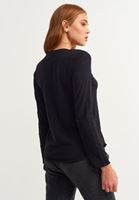Bayan Siyah Zero-Neck Pamuklu Tişört