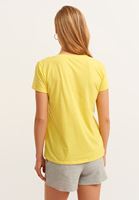 Bayan Sarı Pamuklu V-Neck Tişört