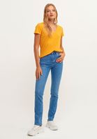 Bayan Turuncu Pamuklu V-Neck Tişört