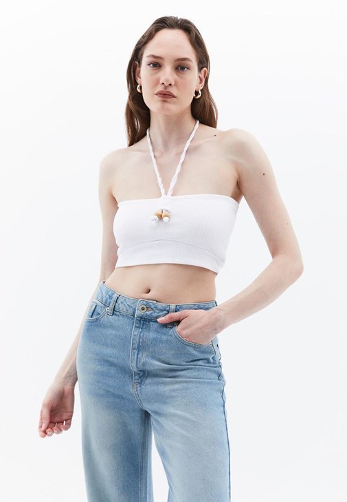 Straplez Tank ve Kruvaze Midi Etek Kombini 