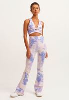 Bayan Mavi Batik Desenli Flare Tayt