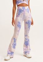 Bayan Mavi Batik Desenli Flare Tayt