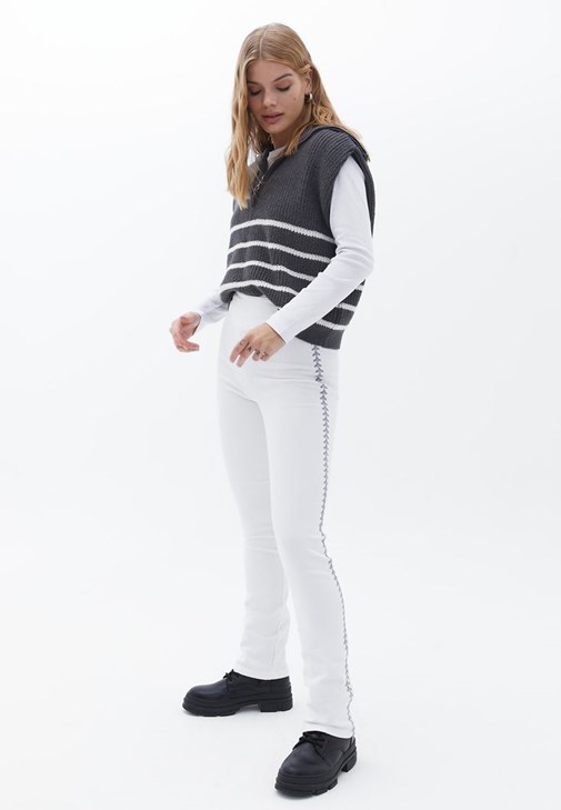 Nakışlı Slim-Fit Pantolon ve Gömlek Kombini