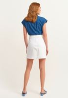 Bayan Beyaz Nakışlı A-Line Mini Etek