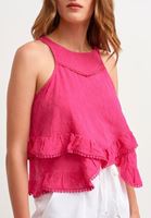 Bayan Pembe Halter Yaka Bluz