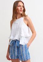 Bayan Beyaz Halter Yaka Bluz