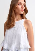 Bayan Beyaz Halter Yaka Bluz