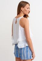 Bayan Beyaz Halter Yaka Bluz