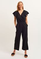 Bayan Siyah Kruvaze Culotte Tulum