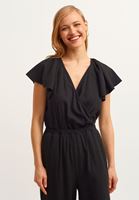 Bayan Siyah Kruvaze Culotte Tulum